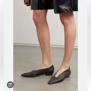 Bottega Veneta Intrecciato Almond-Toe Ballerina Flats